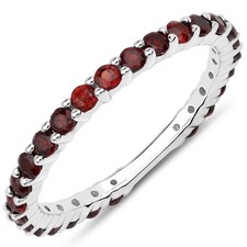 Lab-Garnet Full Eternity Band Ring In 925 Sterling Silver Red Garnet Gemstone
