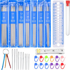35 Pcs Double Pointed Knitting Needles Set, Short 20Cm Metal Double Ended