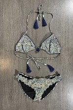 Victoria's Secret Swimsuit Bikini Set Green Paisley Tassels L/M