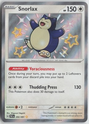 Snorlax Shiny Rare Holo SV: Paldean Fates 202/091 NM Shigenori Negishi
