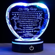 Romantic LED Base Gifts for Wife - Colorful Crystal Keepsake for Anniversary B