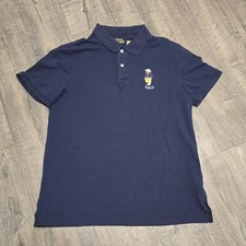 Polo Ralph Lauren Polo Shirt Mens Large Tailored Fit Blue Polo Bear Preppy