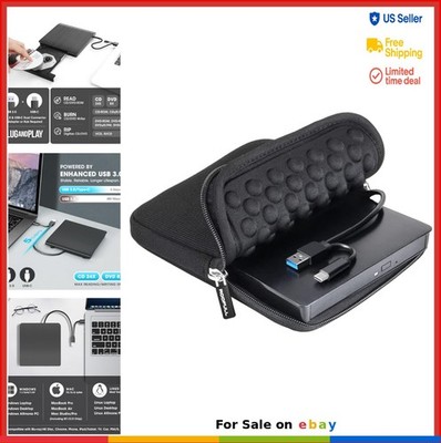 External CD DVD Drive USB 3.0 Type-C Portable Optical Drive Burner Reader