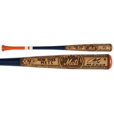 Francisco Lindor Mets Signed Pillbox Bat Company Bat w/SS Rec 33 HR Insc LE 5/5