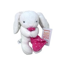 Carters Just One You White Plush Bunny Holding Pink Security Blanket NWT