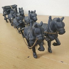 Vintage Cast Iron Horses with Wagon Horse Drawn 25" Long Antique Old Rustic