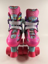 Roller Derby Adjustable Kids Quad Roller Skates Pink Rainbow Size 12  2