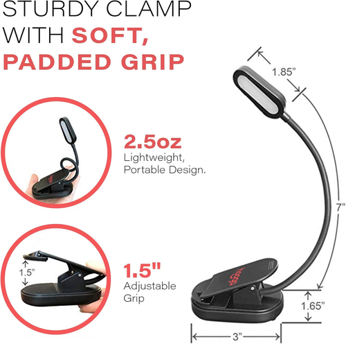 Hooga Amber Book Light, Rechargeable Clip-On Blue Light Blocking LED Reading Lig - 第 6/12 張圖片