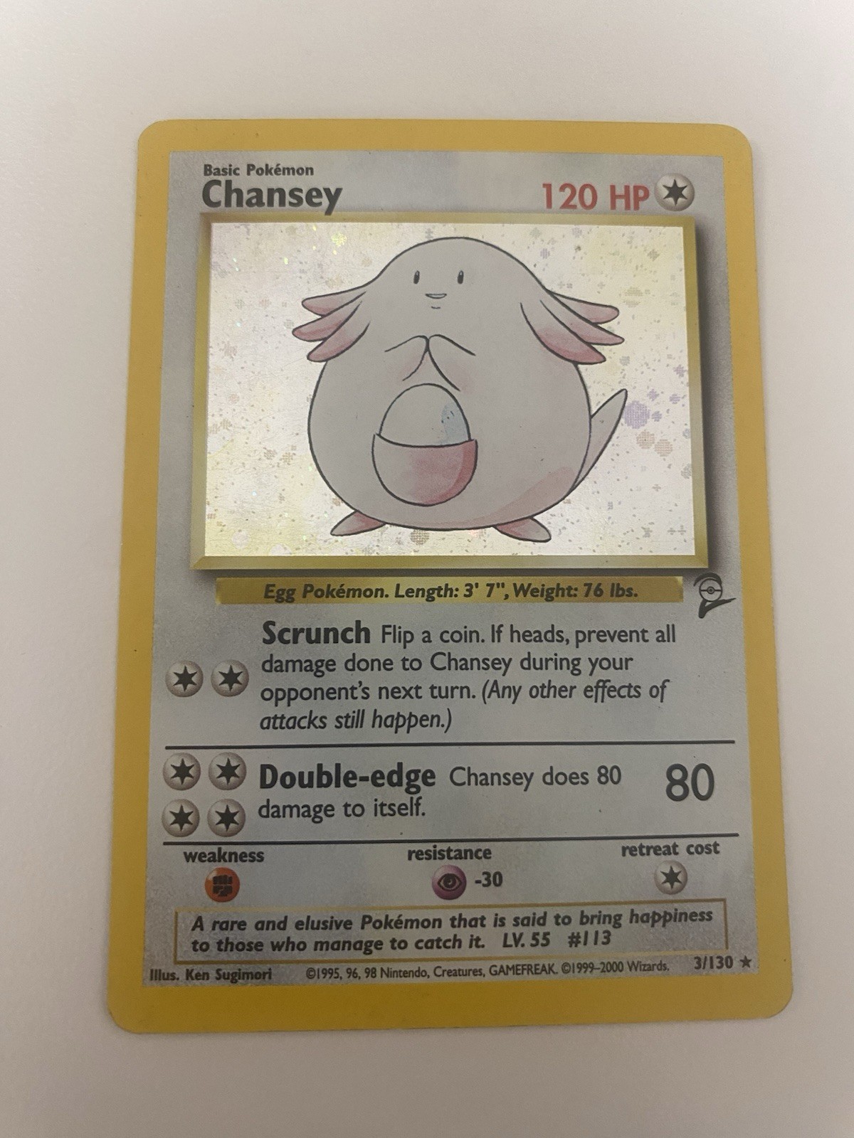 Pokemon TCG - Chansey - 3/130 - Base Set 2 - HP Holo Rare (2000) 1A