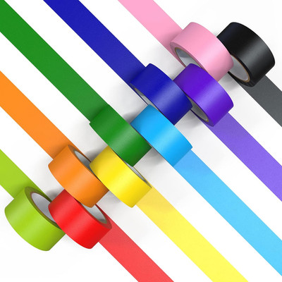 Colored Masking Tape, Color Painters Tape for Kids, 10 Rolls 1 Inch Wide X 12 Ya