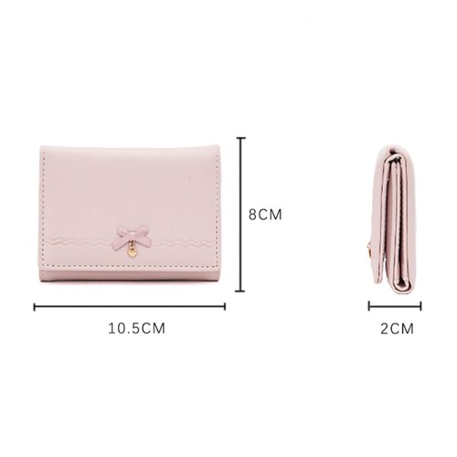 Solid Color Short Wallet PU Leather Money Bag Fashion Coin Purse for Women - Picture 2 of 6