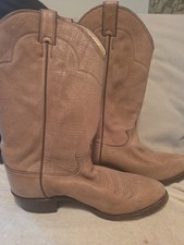 Justin Euro Elk Leather Cowboy Boots Mens Size 9D Tan Made In USA Boot 1325