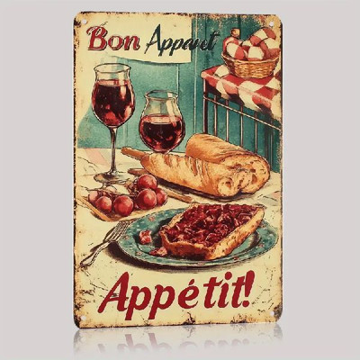 Blechschild Bon Appetit Guten Appetit 30x20cm Nostalgie Vintage TEL1564