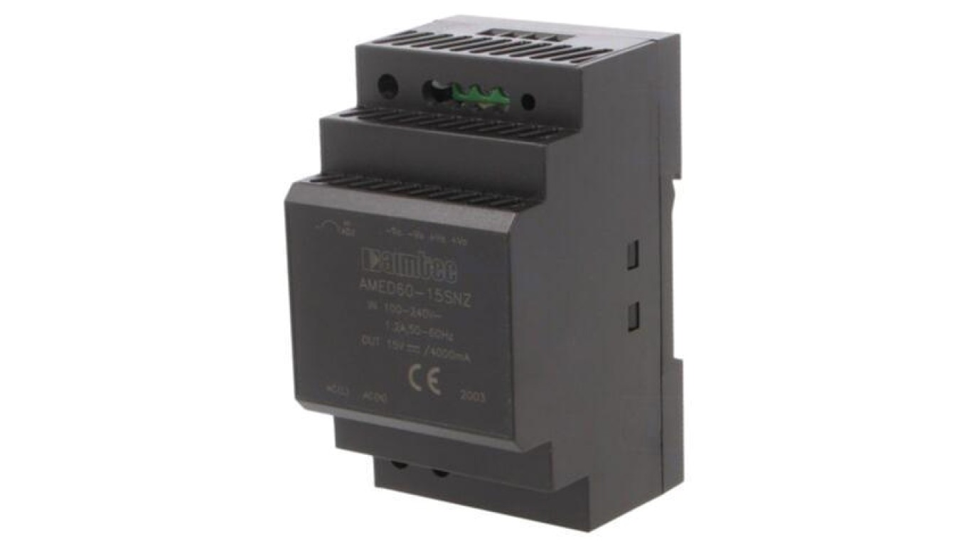 Switching Power Supply, for DIN Rail, 60W, 15VDC, 4A AMED60-15SNZ