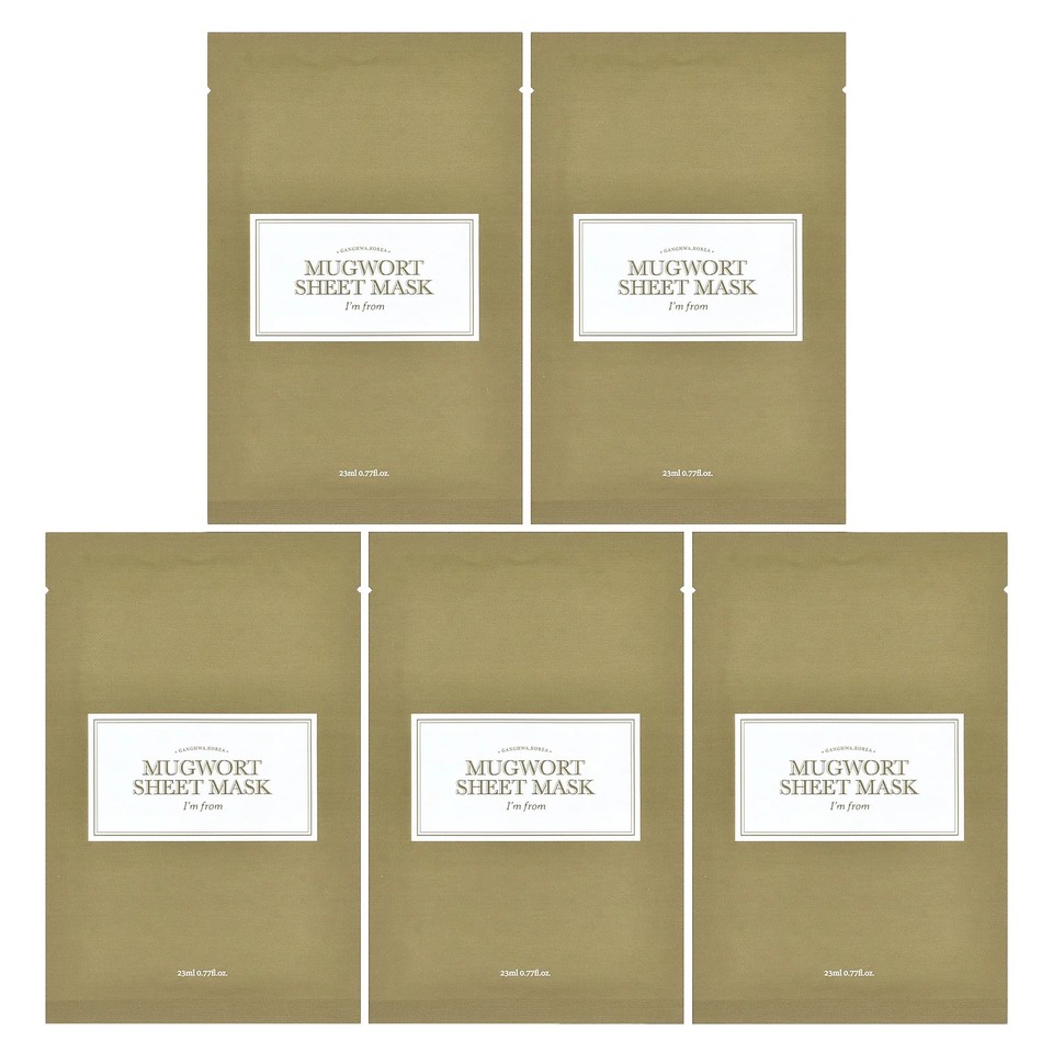 Mugwort Beauty Sheet Mask, 5 Sheets, 0.77 fl oz (23 ml) Each