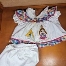 Vtg Baby Girl Layette 3-6 M Set Cradle Togs Indian Ruffle Dress Bloomers SEE