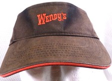 Wendys Employee Brown Embroidered Adjustable Visor Hat Dave Thomas Foundation Lo