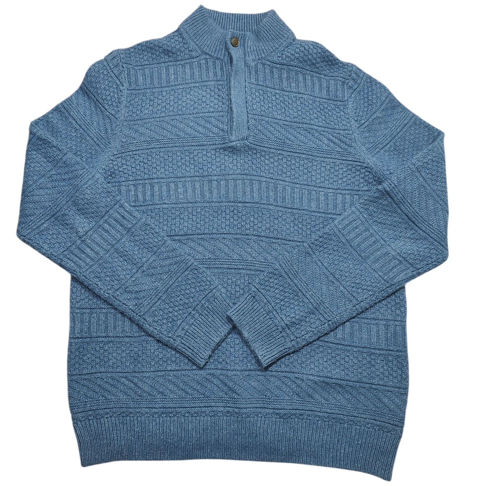 Jos A Bank 1905 Merino Wool Blend 1/4 Zip Knit Sweater Mens Tag XL Blue