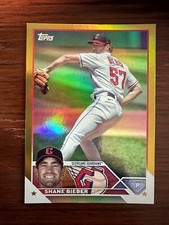 2023 Series 1 Base Gold Foil #298 Shane Bieber - Cleveland Guardians