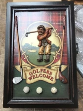 Golfers Wecome Wood Wall Box Key Holder NEW