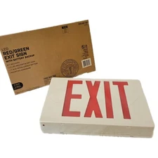Commercial Electric LED Red/Green Exit Sign With Battery Back-up New Unopened B1