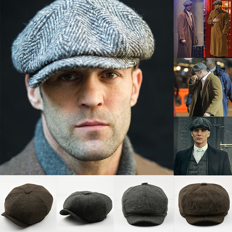 Herren Barett Retro Schiebermütze Efeu Cabbie Baskenmütze Kappe Golf Cap Hüt
