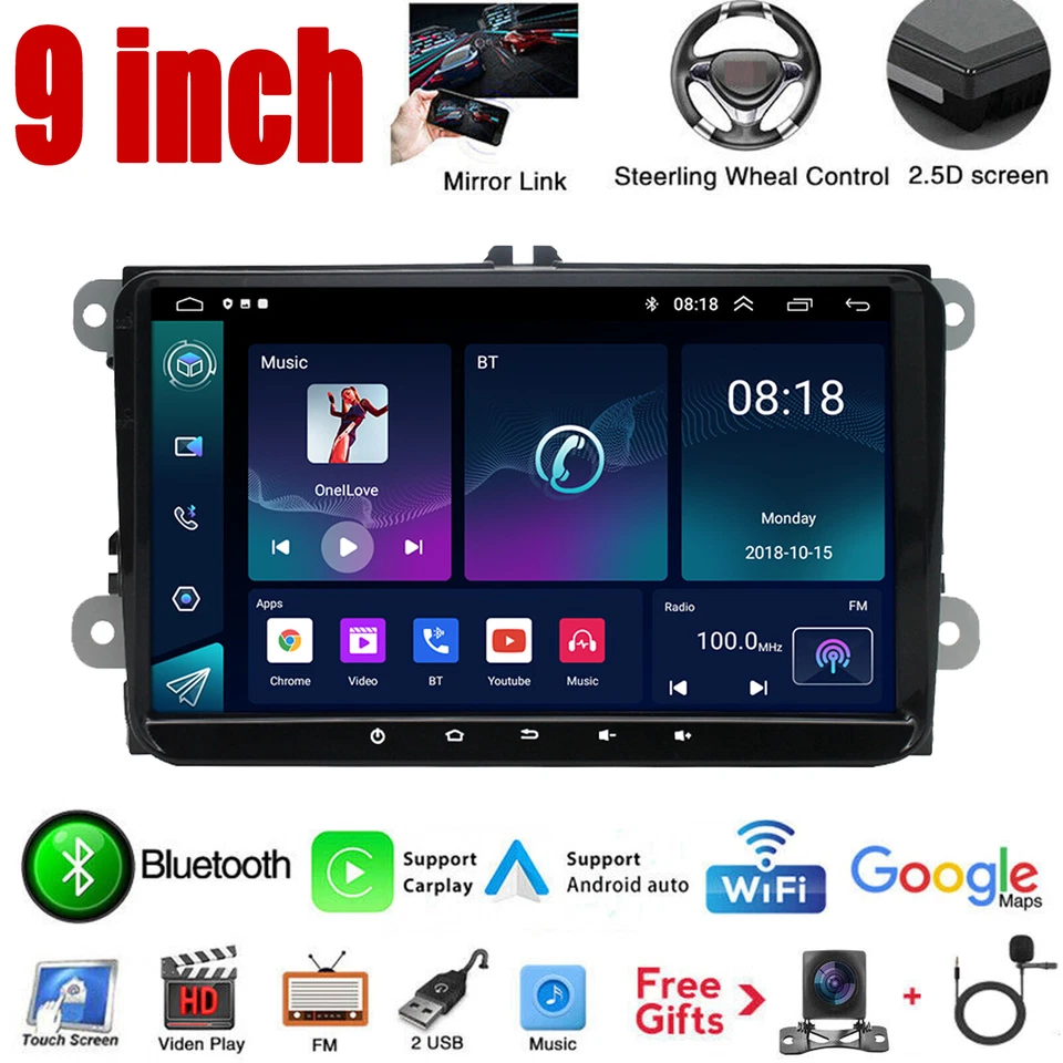 Radio estéreo de coche de 9"" para Seat Altea 2008-2015 Android 13 CarPlay GPS BT + cámara Foto 3 de 4