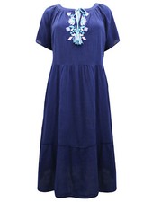 Dreams Maxi Dress plus size 20/22 navy embroidered tie neck occasion party