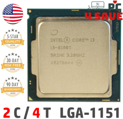 6th Gen Intel Core i3-6100T CPU 3.20GHz Skylake LGA-1151 Dual-Core 