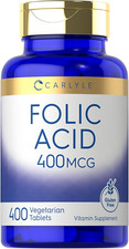 Folic Acid 400 Mcg  400 Tablets  Vegetarian, Non-Gmo, Gluten Free