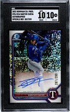 2022 Bowman Chrome DANYER CUEVA Speckle Refractor /299 SGC 10/10 Auto RANGERS