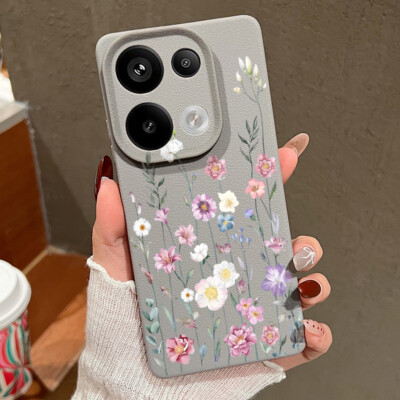 For Xiaomi Poco X6 13T Redmi Note 14 13 Pro Leather Flower Silicone Case Cover