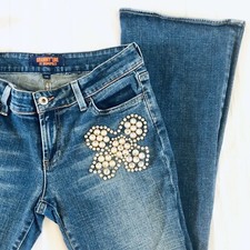 Grammy Line by Cosmopolis Womens 30 Embellished Jeans Made In USA 33 Inseam