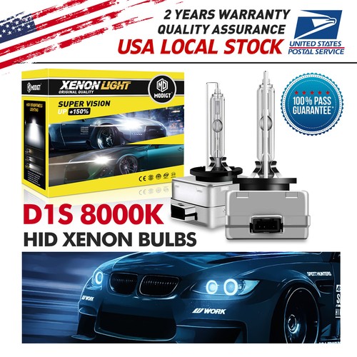 2 X D1S 8000K Warm White HID Xenon Headlight Light Bulbs Replacement Durable US