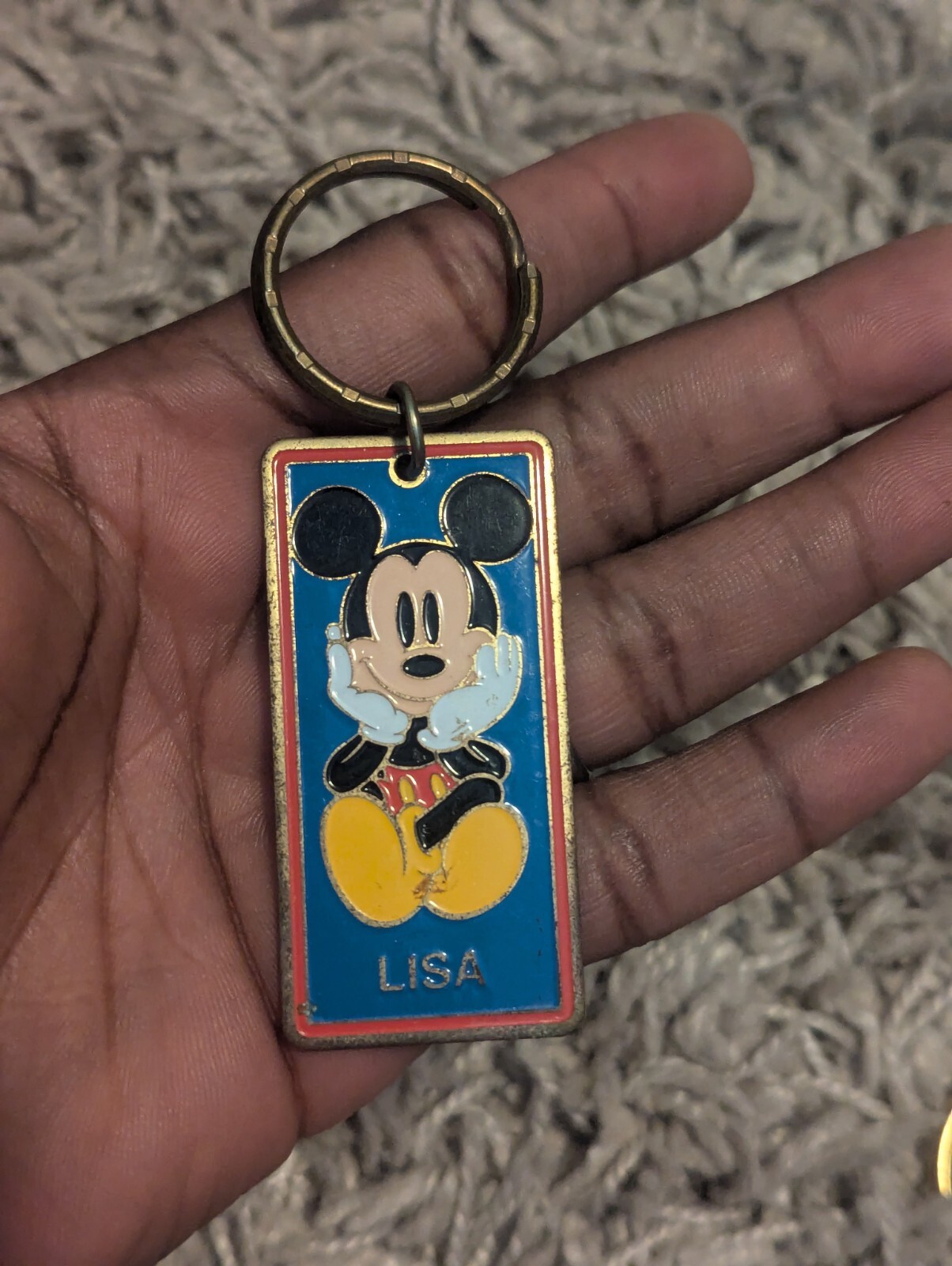 Personalized Disney Mickey Mouse Keychain with Name Lisa - Vintage Metal Disney World Gift-image