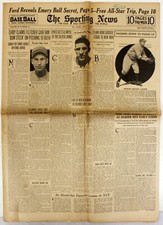 1935 SPORTING NEWS BASEBALL MAGAZINE TONY LAZZERI YANKEES BOX SCORES 4 25 1935