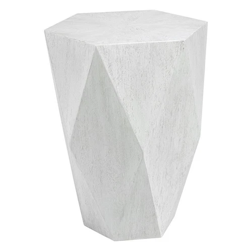 Uttermost Volker Geometric Mango Veneer Top Wood Side Table in Fresh White - Picture 3 of 5