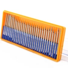 30Pcs Round Diamond Carving Burrs 1 mm Ball Grinding Bits 3/32" Shank for Stone