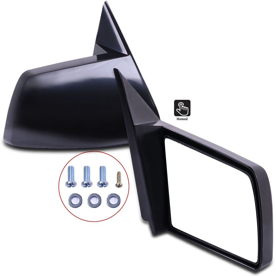 AM Autoparts Manual Side View Mirror Pair For 1997-2000 Dodge Dakota Pickup – Black, Left & Right Set