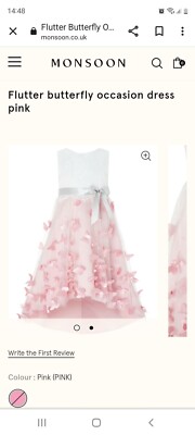 Girls Monsoon Flower Girl Dress Age 10 BNWT Bridal Party Pink 3D