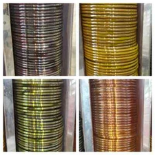 12 PCS Multi Color Wedding Style Plain Glossy Glass Bangles Girls and women B18