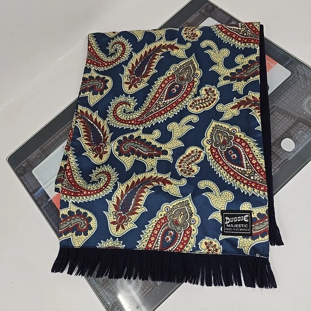 Duggie vintage scarf majestic reversible Paisley print wool & fabric 1970s