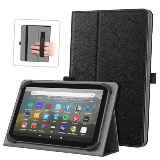 Universal Case for 7-8 Inch Tablet eReader - Folio Protective Cover Book Black-image