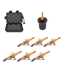6xArchery 100Gr Hunting Broadheads 3-Blade Arrowheads Points Tips with Case Box 