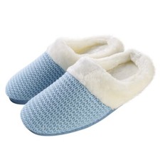 Women Slip On Cable Knit Plush Lined Clog Slippers Memory Foam Home Indoor Shoes