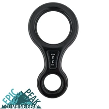 Epic Peak Large Figure 8 Belay Device Descender for Climbing w/ Free Decal Black