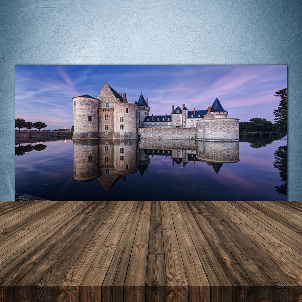 Crédence de cuisine en verre 140x70 cm avec motif d'architecture de château