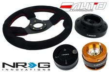 NRG 320 Race Suede Steering Wheel Red/101 Hub/2.0 Rose Gold Release/Lock Matt