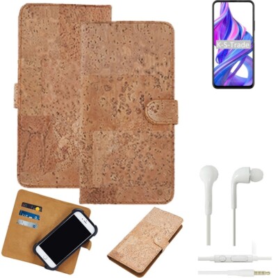 FÜR Huawei Honor 9x Pro + EARPHONES HÜLLE TASCHE KORK CORK ETTUI SCHUTZ COVER