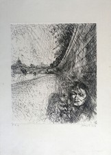 UGO ATTARDI - "Sul Tevere" - Acquaforte 1967 firmata e numerata II/XX